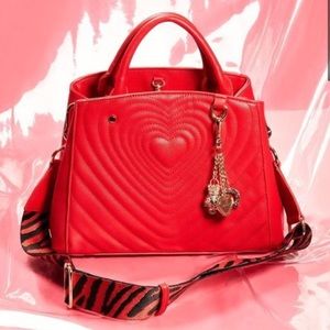 Betsey Johnson Quilted Radiant Heart Satchel
